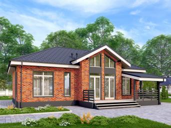 Одноэтажный дом с террасой и вторым светом в гостиной